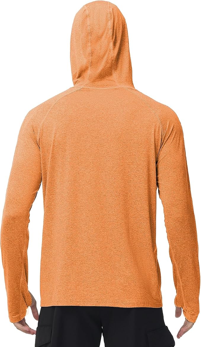 Roadbox Mens UPF 50+ Fishing Shirts, Long Sleeve UV Sun Hoodie, Hiking Running Swim Athletic Workout Shirt