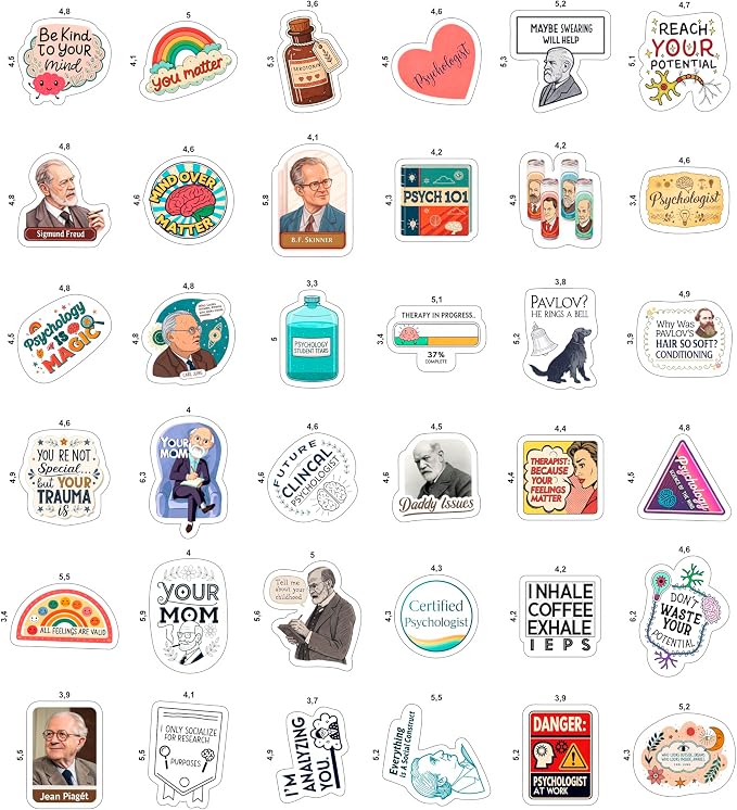 100Pcs Psychology Stickers for Laptop, for Water Botttle - Funny Psychologist Stickers for Therapist - Psychology Party Supplies - Gift for Women & Men