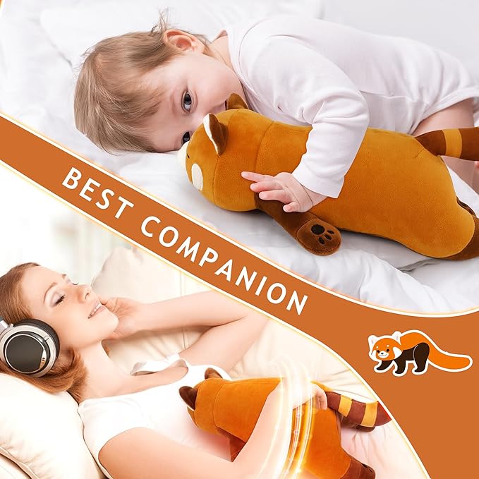 1.8lb Red Panda Stuffed Animals Plush Microwavable Heating Pad-14''Red Panda Heating Pads for Cramps &Period Pain Relief, Heatable & Coolable Stuffed Animals Bedtime Birthday Gift for Women Kids
