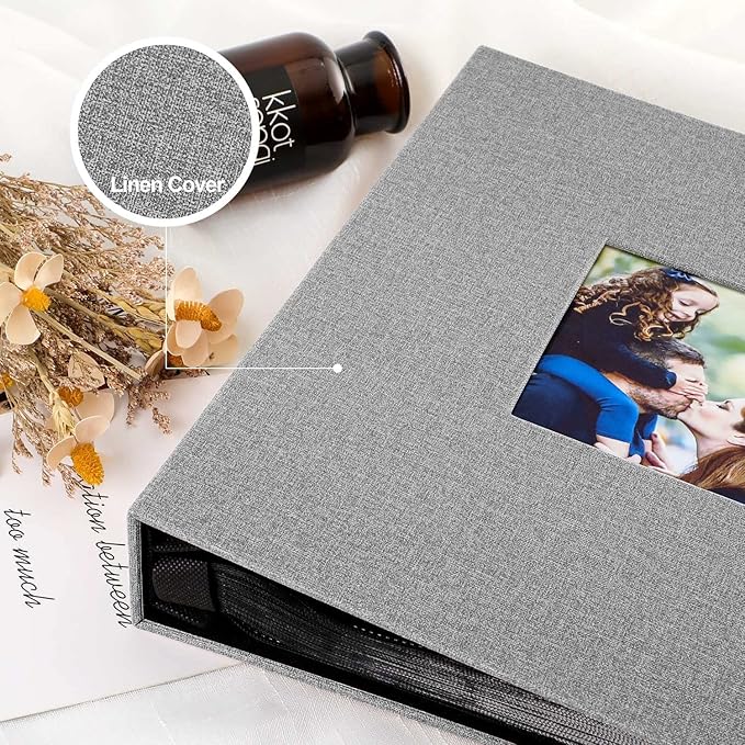 Ywlake Photo Album 4x6 1000 Pockets, Extra Large Capacity Linen Cover Picture Albums Holds 1000 Horizontal and Vertical Photos Grey