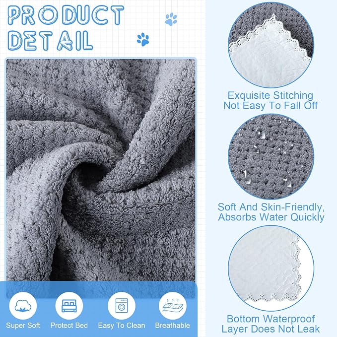 VitalCozy 10 Pcs Guinea Pig Cage Liners Washable Rat Bedding for Guinea Pigs Controlling Absorbent Waterproof Pee Pads Blanket for Rabbits Hamster Small Animal Chinchilla(Grid,18 x 24 Inch,Gray)