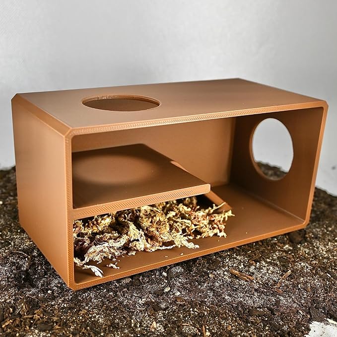 Reptile Amphibian Cave Against Glass Viewing Hide | Dig Box Enclosure Reptile Habitat Tank Enrichment | Snake Leopard Gecko Decoration Accessories Supplies Toys Ornaments