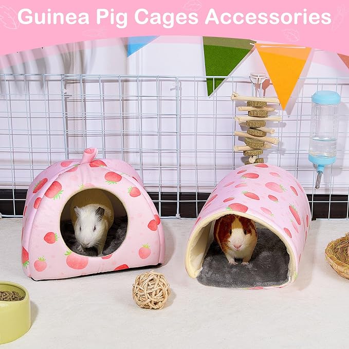 Bienbee Guinea Pig Hideout, 2 Piece Washable Set for Small Animals Large | Guinea Pig Bed With Soft Plush, Resilient Padding, and Easy Machine Washing for Resting Hiding and Tunnel Playing
