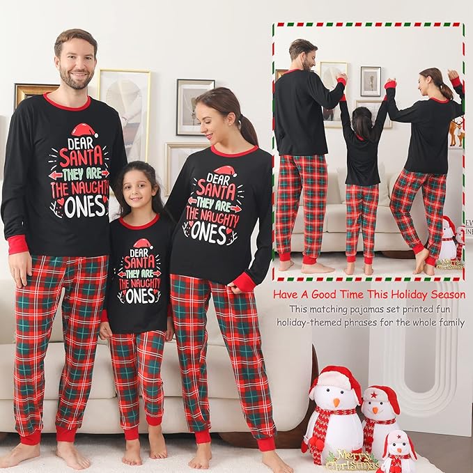 ANGELGGH Matching Christmas Pajamas for Family, Cute Vacation PJs Sets for Couples/Women/Men, Xmas 2 Piece Jammies Sleepwear