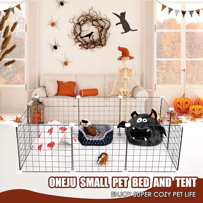 Guinea Pig Hideout - Guinea Pig Bed, Halloween Style Small Pet Hides, Ideal Bed for Small Pets, Bat Shape, Dark Gray