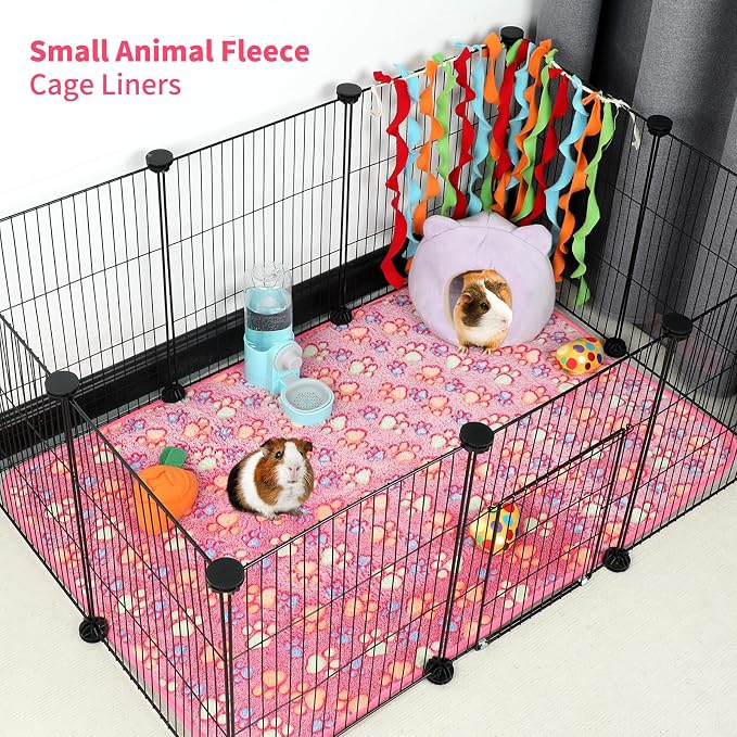 YUEPET 6 Pack Waterproof Guinea Pig Blankets, Fleece Cage Liners, M | Guinea Pig Fleece Cage Liners, Waterproof Backing, Machine Washable, Soft Fleece bunny blanket, 35 x 24 in