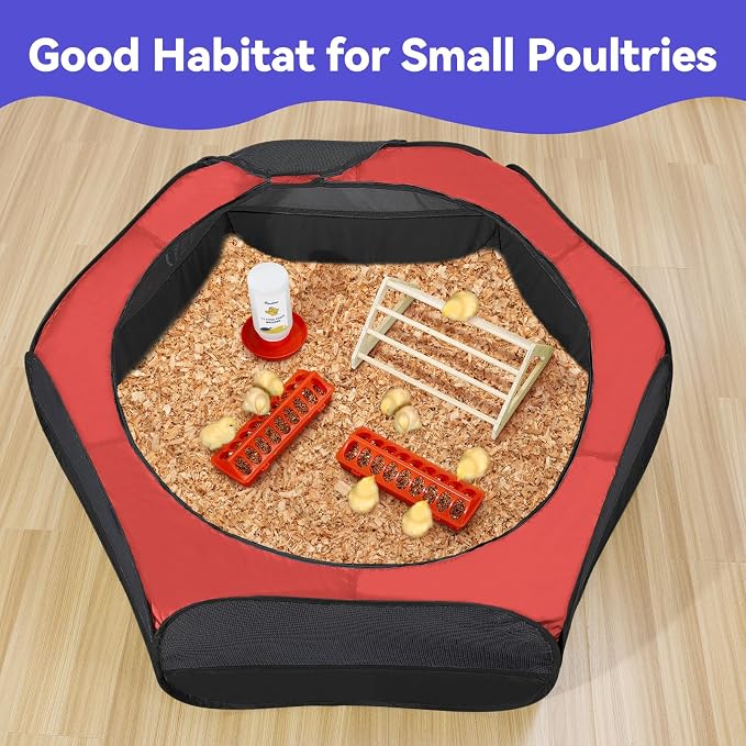 Pawaboo Chick Brooder Box for Chick Starter Kit, Red+Black | Brooder Pen/Chicken Supplies Brooders Box with Chicks Perch Brooding Up to 15 Chicks, Duck and Quail