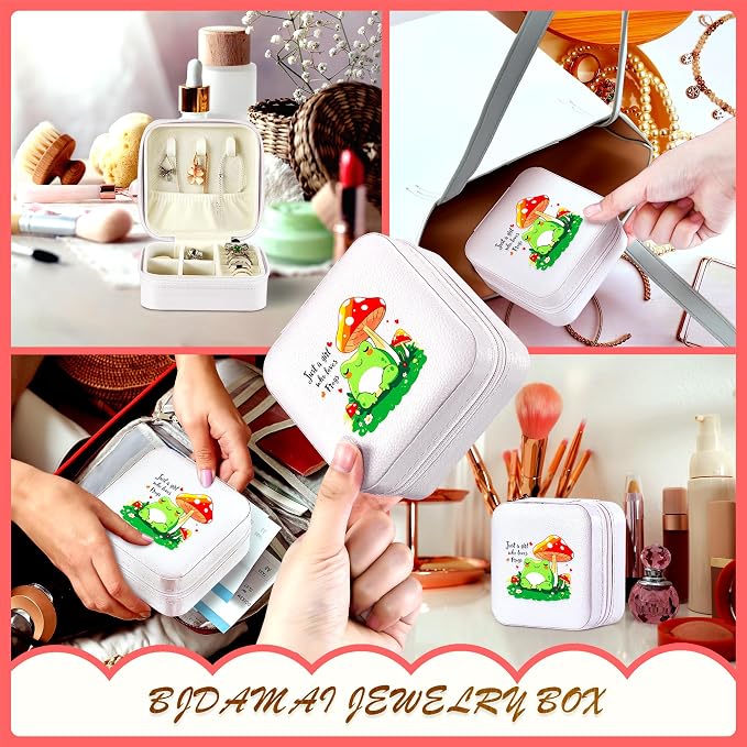 Frog Jewelry Box, Gifts For Kids Teens Girls, Frog Lovers Stuff Items Accessories Things Merchandise Decor Merch, Travel Ring Earrings Necklace Organizer Holder!