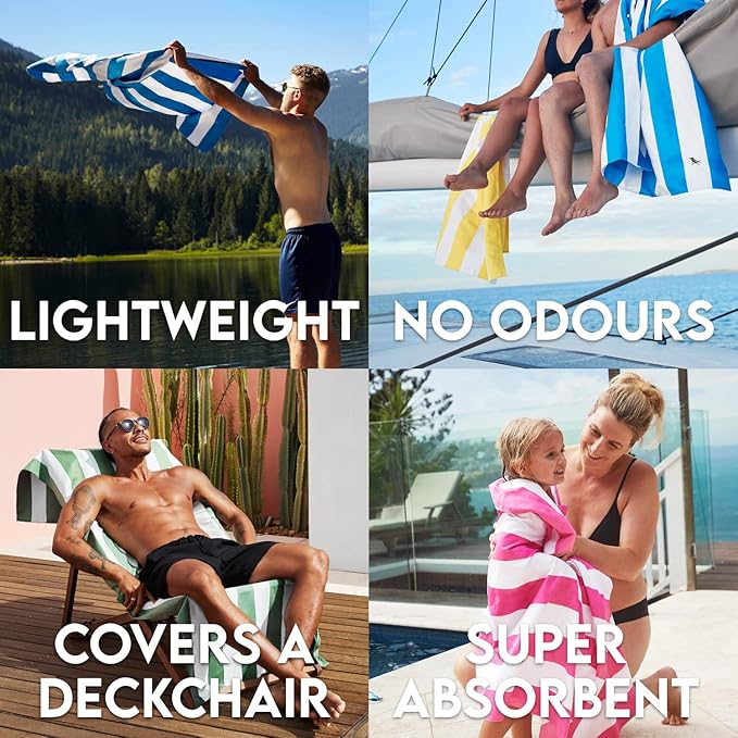 Dock & Bay Beach Towel - Quick Dry, Sand Free - Compact, Lightweight - 100% Recycled - Includes Bag - Cabana - Phi Phi Pink - Extra Large (200x90cm, 78x35)
