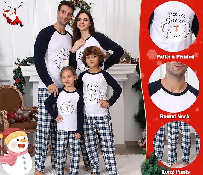 ANGELGGH Matching Christmas Pajamas for Family, Cute Vacation PJs Sets for Couples/Women/Men, Xmas 2 Piece Jammies Sleepwear