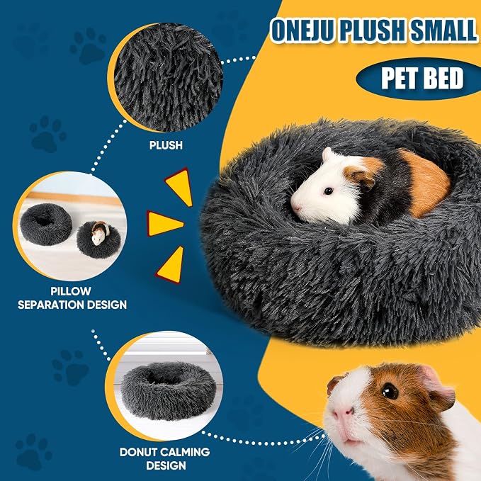 Plush Guinea Pig Bed - Plush Guinea Pig Hideout, Removable Cushioned Pillow, Super Cozy, Ideal Burrowing Bed for Small Pets, Dark Gray