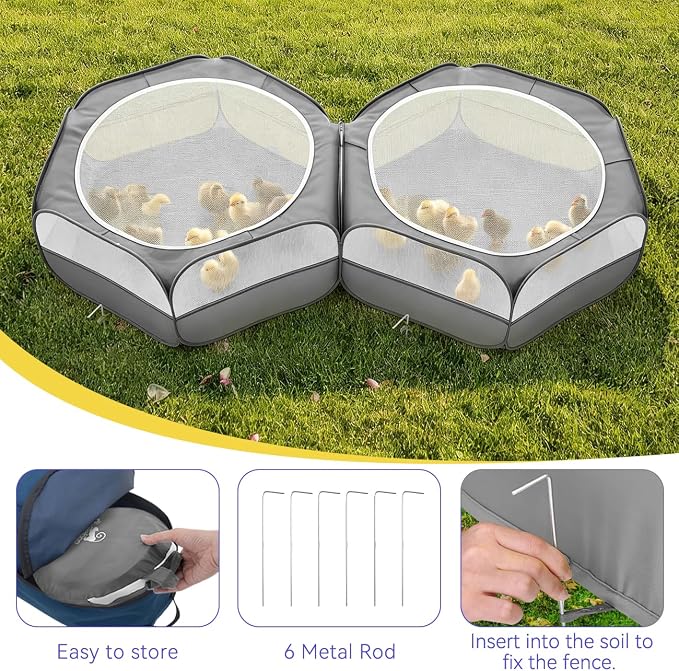 Pawaboo Small Animals Playpen, Large Chick Brooder with Zipper Splicing | Portable Chicken Coop Run, Pop Up Pet Enclosure Cat Tent for Guinea Pig Bunny Puppy Indoor Outdoor