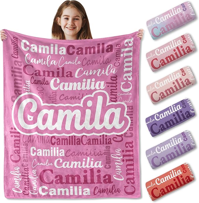 Ships Next Day- Custom Blanket with Name, Personalized Kids Throw Blankets, Teen Girl Gifts Trendy Stuff, Christmas Birthday Gifts for Boys Girls