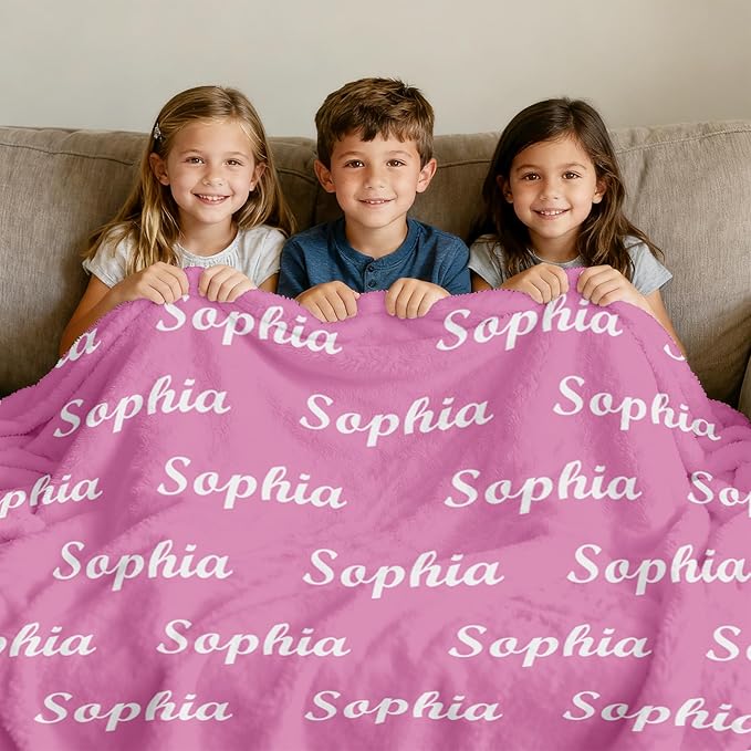 Ship Next Day,Custom Blanket with Name,Personalized Blankets for Kids,Customized Fleece Throw Blanket Christmas Blanket Gifts for Daughter Son