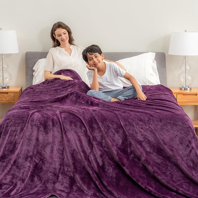 Berkshire Blanket VelvetLoft Big Oversized King Family Blanket, All Season Mid-Weight Ultra Silky and Fuzzy, Seamless Extra Large (Eggplant, 120x120 Inches)