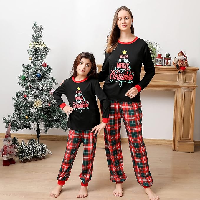 Matching Family Christmas Pajamas Sets, Holiday PJs with Top and Pants, Cute 2 Piece Sleepwear for Couples/Women/Men