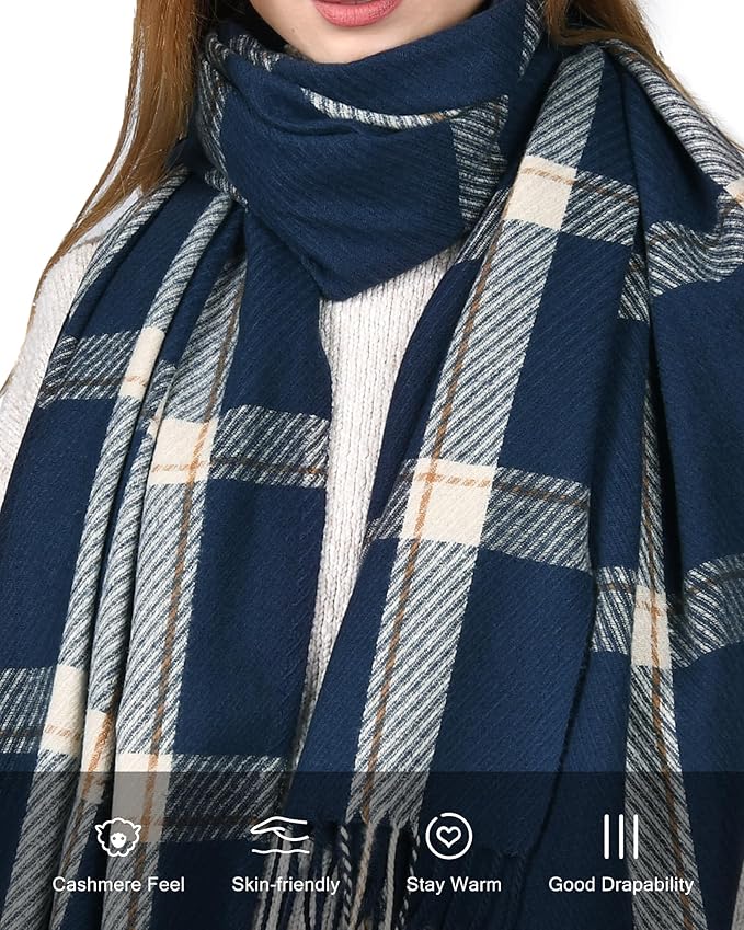 FURTALK Winter Scarf for Women Shawl Soft Tassel Plaid Large Oversized Scarves Wraps
