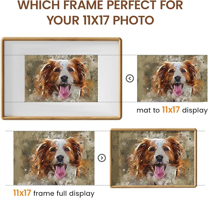 11x17 Picture Frame Natural Oak Wood From California-USA with Real Tempered Glass, Handcrafted 11 x 17 Diploma Frame Matted to 8x12 Photo,Certificate,Degree,Graduation Picture Display on Wall