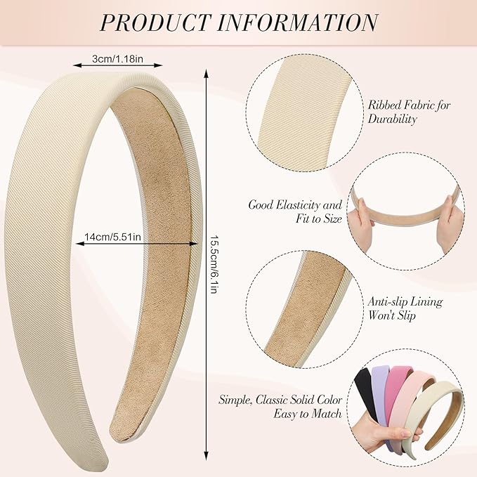 obeoby Cute Pink Headbands, 5Pcs Non Slip Wide Headband Hair Accessories Teen Girls Trendy Stuff Gifts
