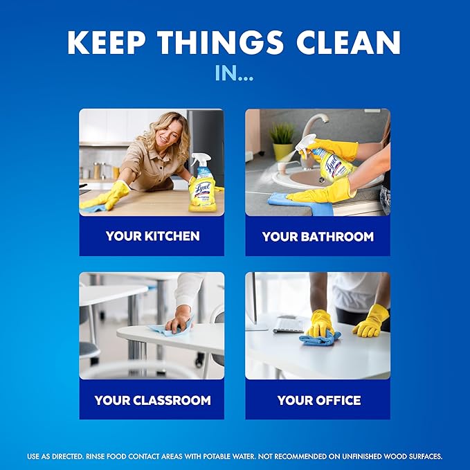 Lysol All Purpose Cleaner Spray, Multi-Purpose Disinfecting Spray, Kitchen & Bathroom Cleaner, Lemon Breeze Scent, 32 Fl Oz (Pack of 2)