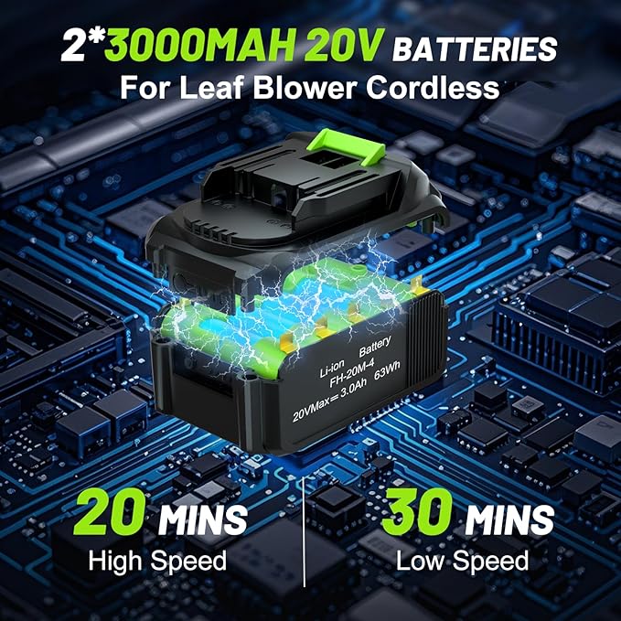 Leaf Blower Cordless, 21V Electric Leaf Blower Cordless with 2 Batteries, Adjustable 300° Multi-Angle Rotation Nozzle 3 Speed Modes 500CFM/180MPH for Lawn Care, Patio, Dust, Leaves, Yard, Car, Gutter
