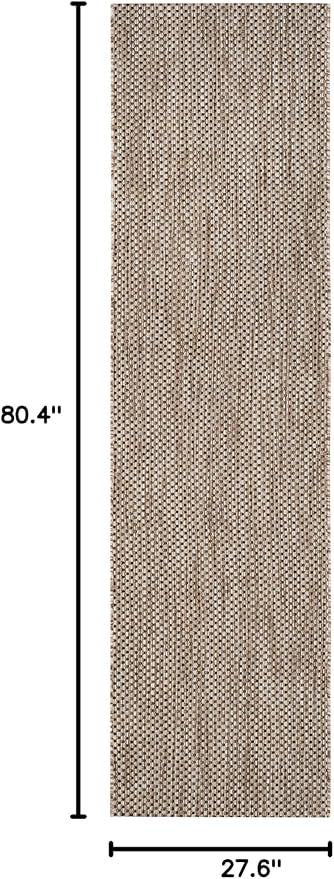 SAFAVIEH Washable Rug Outdoor Courtyard Collection - 2'3" x 6'7" Runner, Natural & Black, Non-Shedding & Easy Cleaning, Ideal for Patio, Entryway, Mudroom, Hallway, Kitchen (CY8521-37312)
