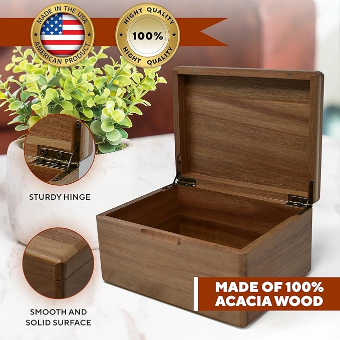 Retirement Memory Box - Farewell Gifts for Coworkers, Teacher Appreciation Gift Personalized Keepsake Box with Hinged Lid Acacia Wood, Custom Engraved Design, 8x6x4 in