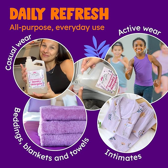 Originally Yellow Plant Based Laundry Detergent | Ultra-Concentrated Natural Laundry Detergent with Organic Lavender | High-Efficiency Clean, Tough on Stains, Gentle on Fabric | 64Oz