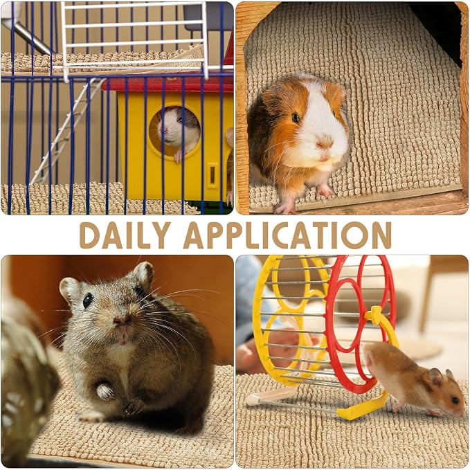 Amylove 4 Pcs Guinea Pig Cage Liner 16 x 24 Inch Washable Chenille Pee Pads Pet Dog Cat Bedding Training Mat Reusable for Small Animals Puppy Bunny Hamster Chinchilla