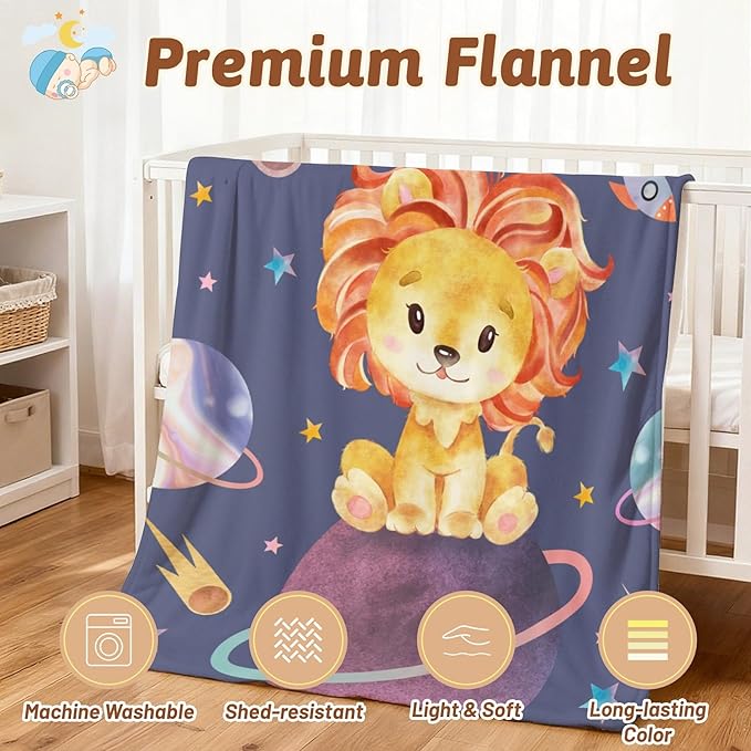 Blankets Personalized Baby Boy Lion, Baby Customized Blankets Newborn Baby Boy, Blankets for Baby Boys Newborn, Personalized Baby Blanket with Name, Lion Baby Blanket for Boys, 30"x40"