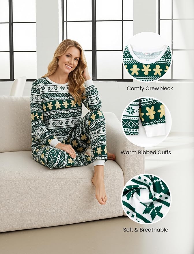 PATPAT Christmas Family Matching Pajama Sets Includes Christmas Socks - Perfect for Family Photos & Holiday Celebrations