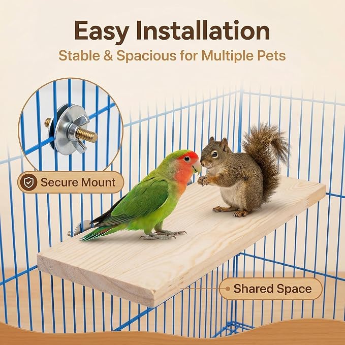 Bird Perch, 3 Pack Bird Playground Woodern Hamster Platform, Cage Accessories for Chinchilla, Parrot, Ferret, Rat, Budgie, Cockatie, Guinea Pig (3*Rectangle)