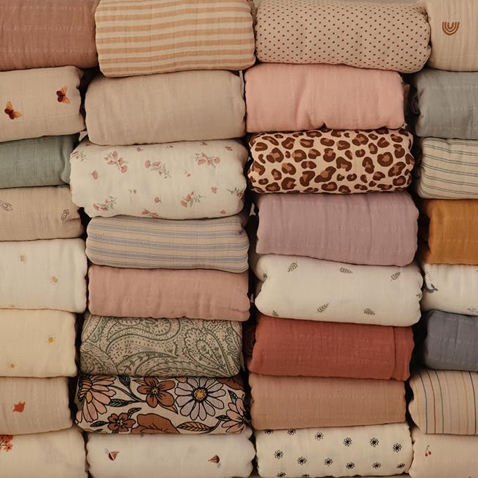 mushie Muslin Baby Swaddle Blanket | 100% Organic Cotton (Retro Check)