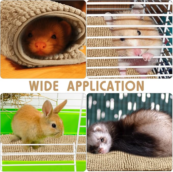 Amylove 4 Pcs Guinea Pig Cage Liner 16 x 24 Inch Washable Chenille Pee Pads Pet Dog Cat Bedding Training Mat Reusable for Small Animals Puppy Bunny Hamster Chinchilla