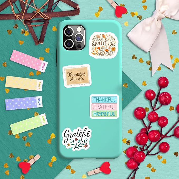 100Pcs Gratitude Stickers for Water Bottle, Thankful Sticker – Gratitude Gifts Bulk, Positive Quotes Decals – Gifts for Women & Men