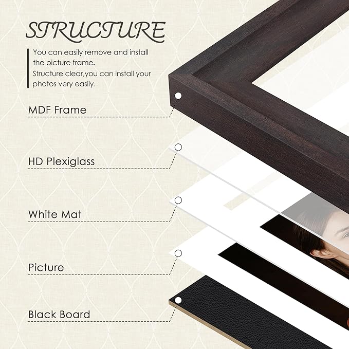 8x10 Picture Frame 4x6 Collage Picture Frame Displays Double 4x6 inch Photos or 8x10 (Without Mat) Wall Decor or Tabletop Walnut