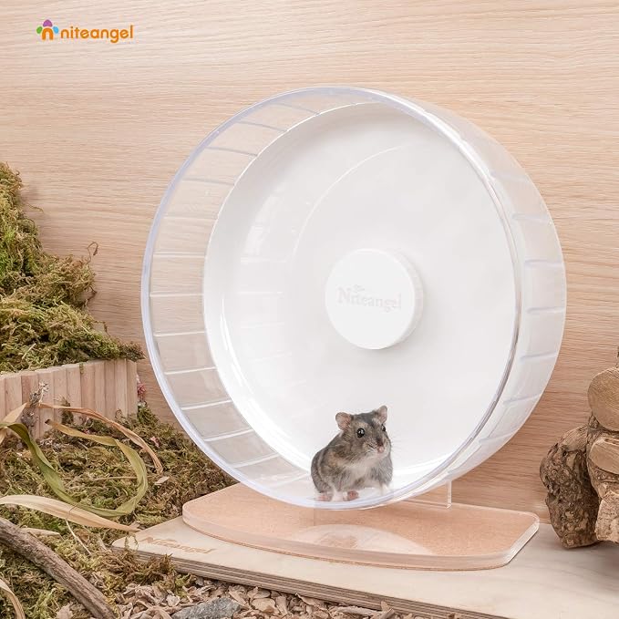 Niteangel Super-Silent Hamster Exercise Wheels: Quiet 10 inch Running Wheel | Can 10.6-13.4" Adjustable Height - No Bend Back Spinner Running for Dwarf Syrian Hamster Gerbils Mice Or Other Small Animal
