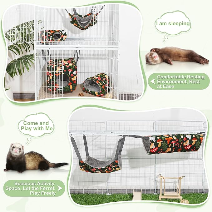 8 Pack Washable Ferret Hammock Set Cozy Small Animal Cage Bed | Versatile Cage Accessories for Rats Chinchillas and Hamsters Featuring Soft Fleece for A Warm and Cozy Retreat