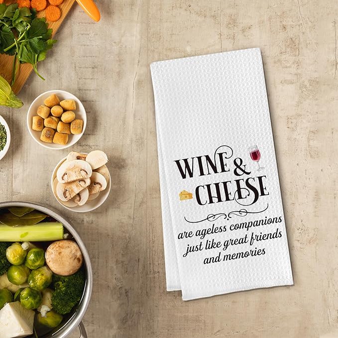 Kitchen Towels - Waffle Decorative Bathroom & Kitchen Towels, Wine Lovers Gifts, 16 x 24 Inches
