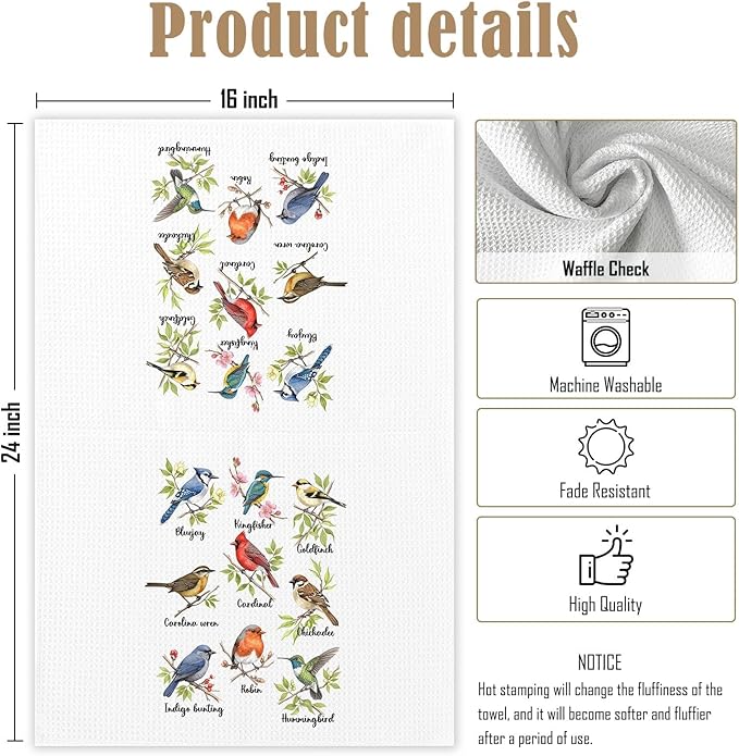 Bird Gifts Kitchen Towels, Gifts for Bird Lovers Women, Birds Birder Dish Towels for Kitchen,Birds Decorative Hand Towels for Bathroom