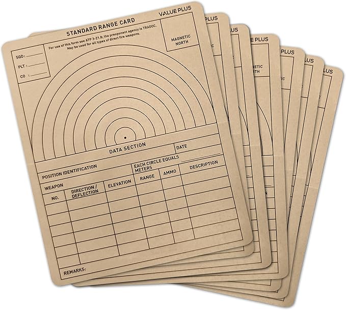 50 All Weather Combat Range Cards - Standard Ranging Card - Foldable and Weatherproof - Use in the Field with Other Ranger Accessories, Military Gear, or Scope Dope Stickers