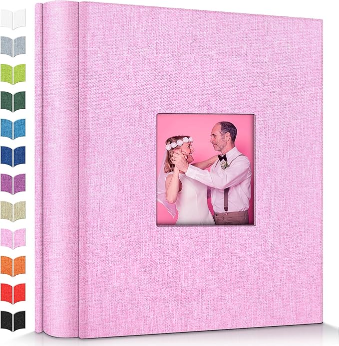 Photo Album 4x6 with 600 Pockets,Slip-in Picture Albums,Linen Cover Memory Book with Front Window,White Page Vertical Photo Book for Wedding,Family,Anniversare,Baby,Vacation