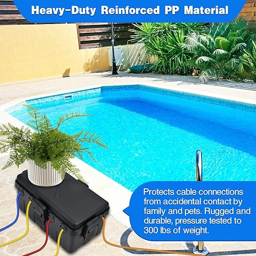 Hrensaw Medium Outdoor Electrical Box(10.6x5.5x4.5inch),IP54 Waterproof Extension Cord Cover w/6 Cable Entry,Weatherproof Connection Box Protect Power Strip,Timer,Plug,Holiday Lights,Black
