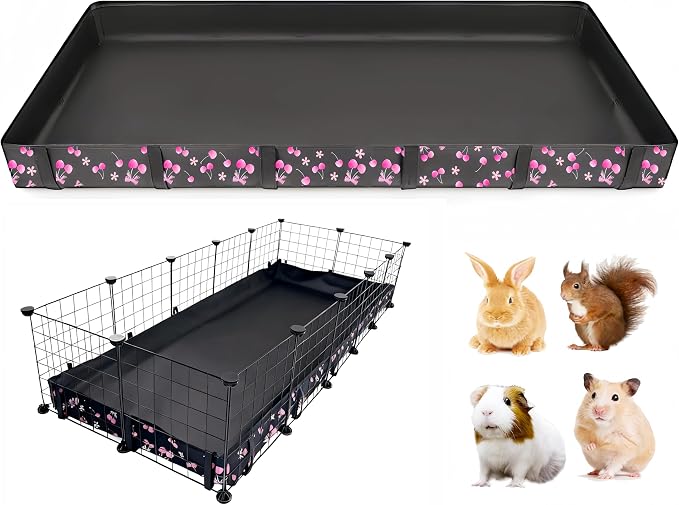 DZWLKJ Waterproof Guinea Pig Cage Liner,Washable Tarp Bottom Base,Cherry Graphic,28"x70", Reusable for Rabbit, Chinchilla, Hedgehog, Ferret & Other Small Animals.
