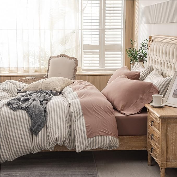 PURE ERA Jersey Knit 4pc Bed Sheet Set 100% T-Shirt Cotton Super Soft Comfy Breathable Fits Mattress Up to 20" Extra Deep Pocket (Solid Petal Pink, King)