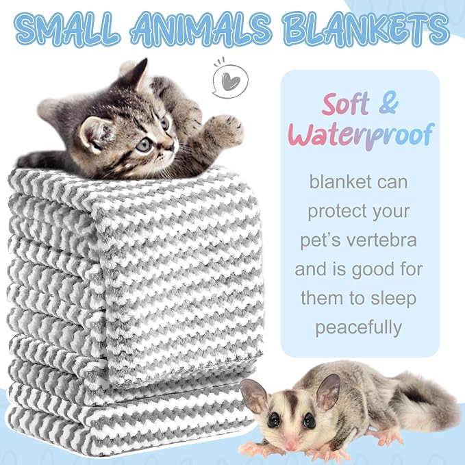 Hahafelt 5 Pcs Waterproof Guinea Pig Fleece Bedding Blankets Absorbent Guinea Pig Cage Liner Washable Small Animal Pee Pad Reusable Pet Blanket Wash Cloth Bedding Mat Pad(Gray,18 x 24 Inch)