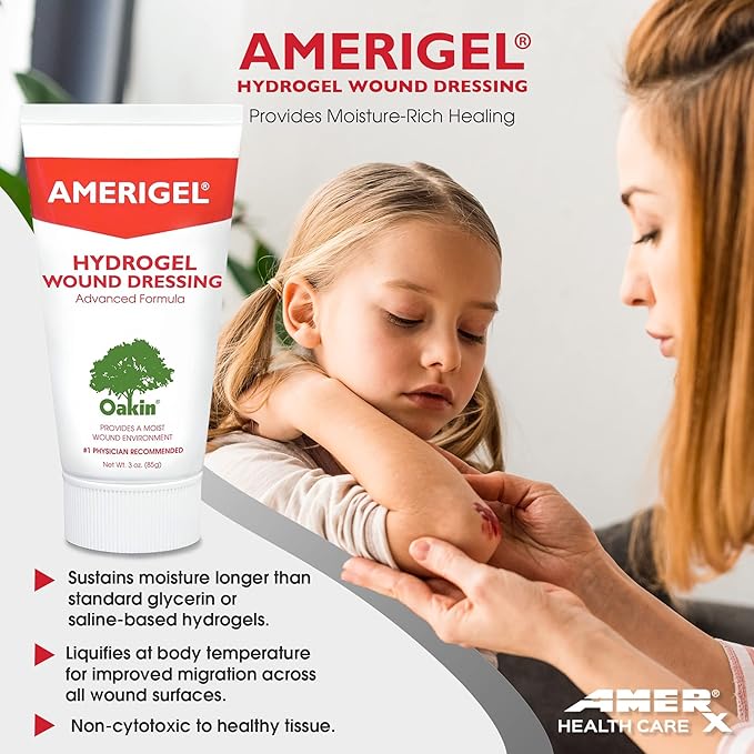 AMERIGEL Hydrogel Wound Dressing (3 oz.) - Provides Moisture-Rich Healing Environment for Dry Wounds