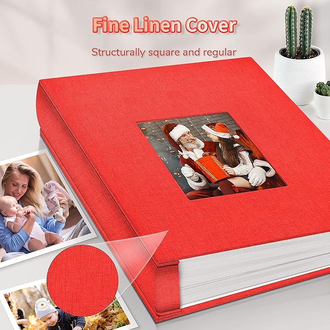 Photo Album 4x6 with 1000 Pockets,Slip-in Picture Albums,Linen Cover Memory Book with Front Window,White Page Vertical Photo Book for Wedding,Family,Anniversare,Baby,Vacation