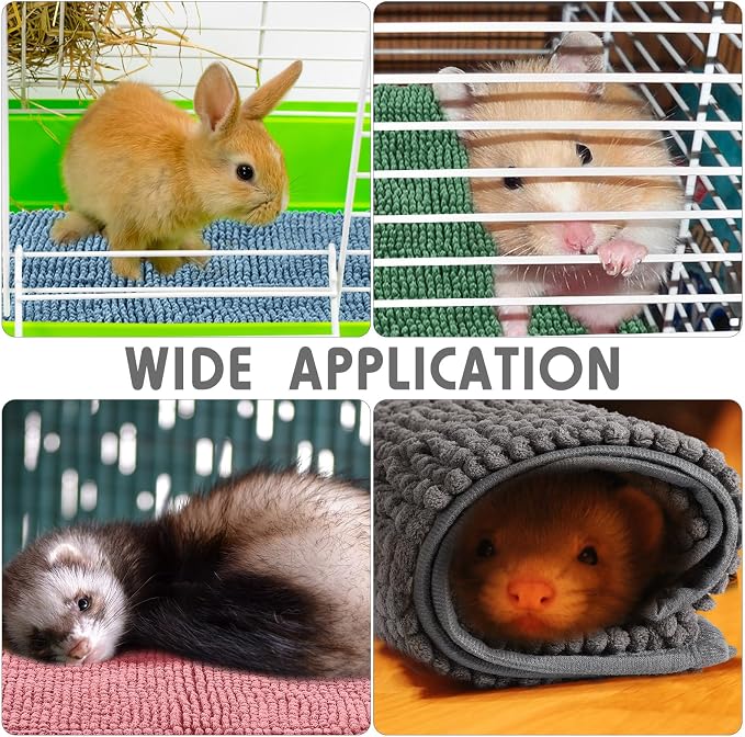Amylove 4 Pcs Guinea Pig Cage Liner 12 x 12 Inch Washable Chenille Pee Pads Pet Dog Cat Bedding Training Mat Reusable for Small Animals Puppy Bunny Hamster Chinchilla