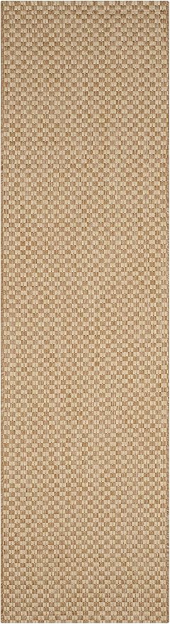 SAFAVIEH Washable Rug Outdoor Courtyard Collection - 2'3" x 22' Runner, Natural & Cream, Non-Shedding & Easy Cleaning, Ideal for Patio, Entryway, Mudroom, Hallway, Kitchen (CY8653-03021)